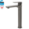 WELS Gun Metal Grey Round High Rise Basin Mixer Bathroom Vanity Faucet Tapware V1233-KRF102GM