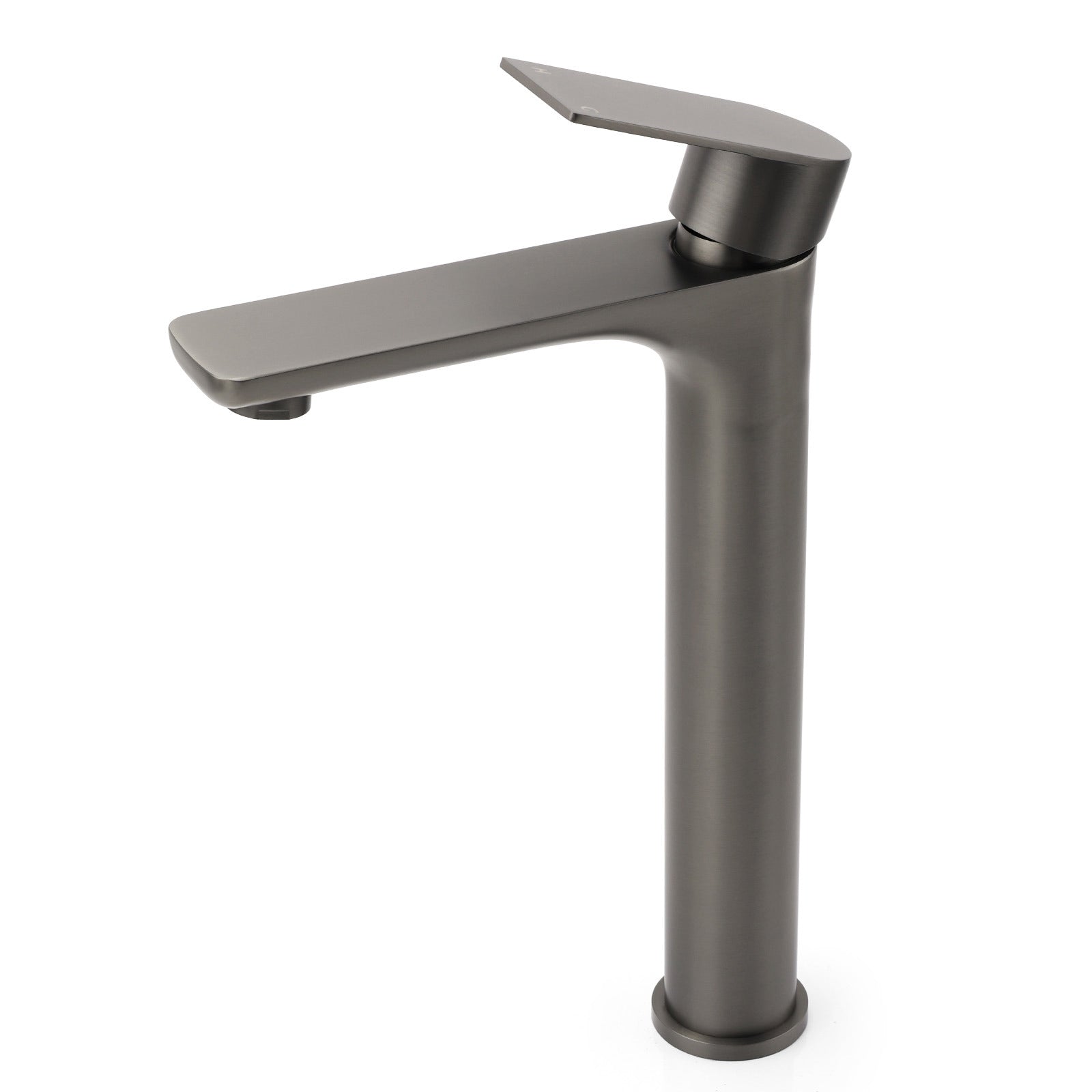 WELS Gun Metal Grey Round High Rise Basin Mixer Bathroom Vanity Faucet Tapware V1233-KRF102GM