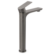 WELS Gun Metal Grey Round High Rise Basin Mixer Bathroom Vanity Faucet Tapware V1233-KRF102GM