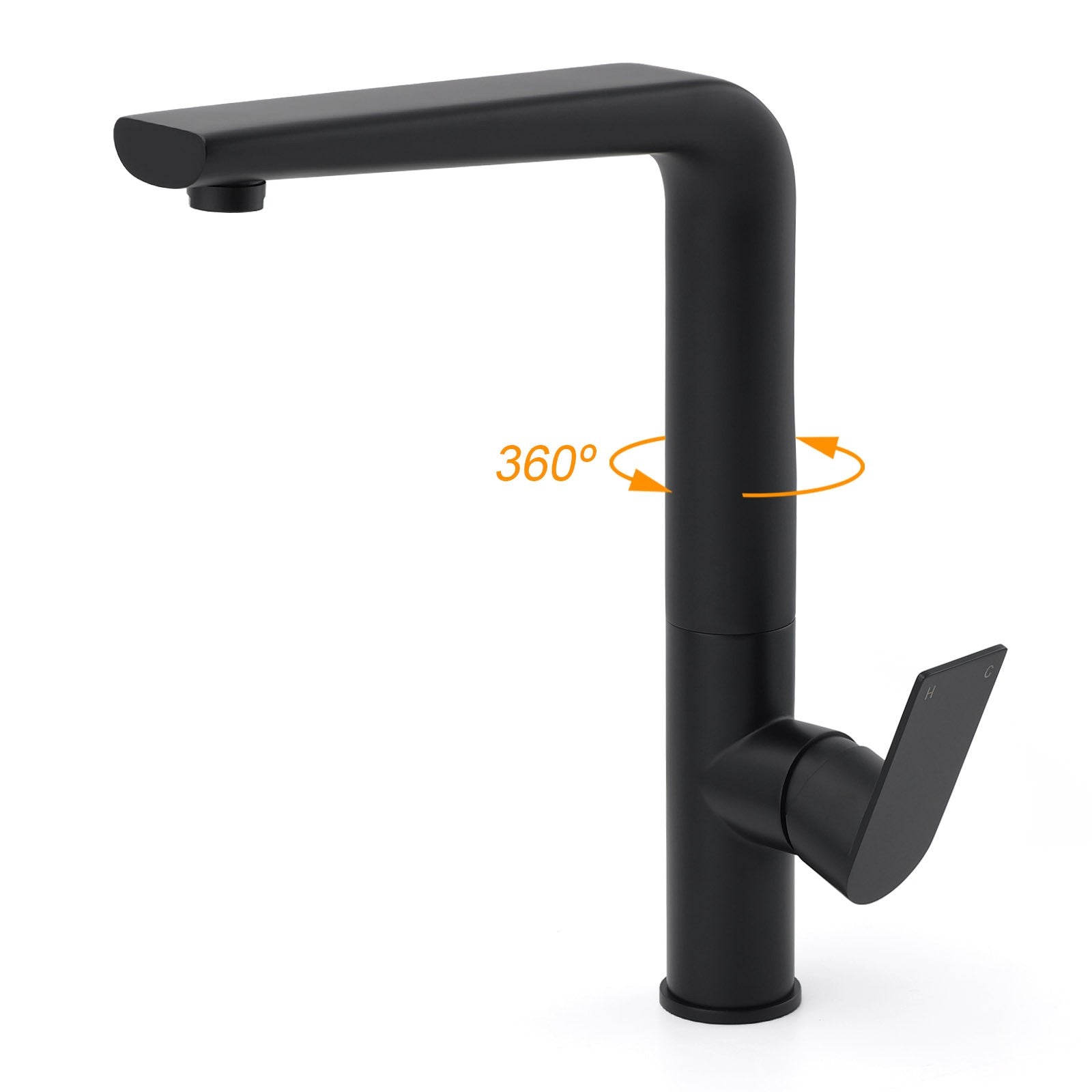 WELS Matte Black Round Kitchen Mixer Sink Tap Swivel Laundry Faucet Spout NEW V1233-KRF501B