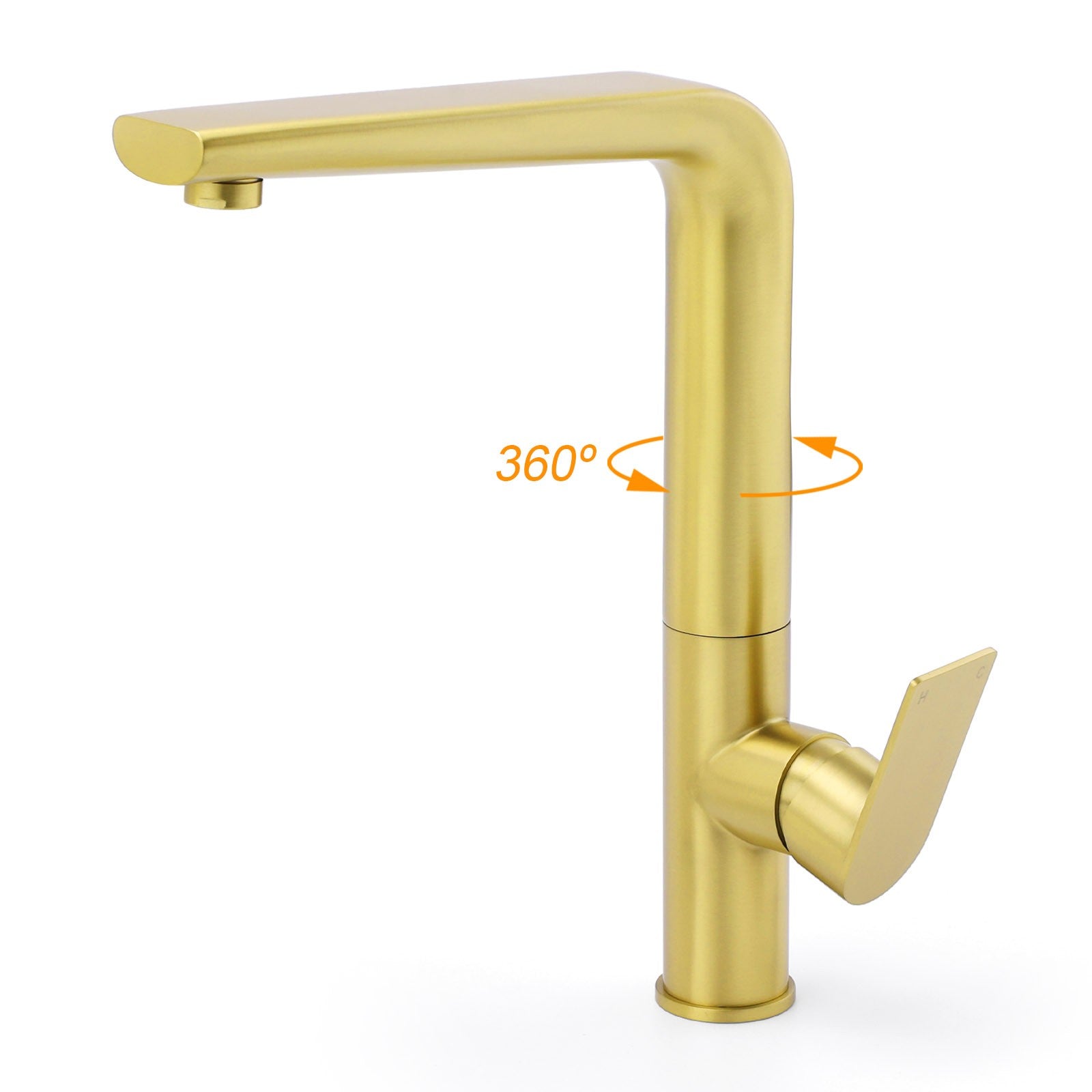 NEW ARRIVAL WELS Brushed Gold Round Kitchen Mixer Sink Tap Laundry Faucet Spout V1233-KRF501G