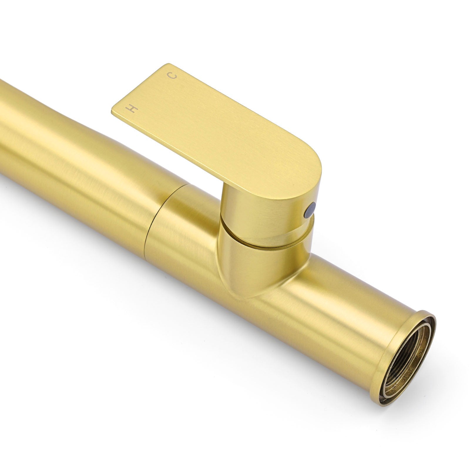 NEW ARRIVAL WELS Brushed Gold Round Kitchen Mixer Sink Tap Laundry Faucet Spout V1233-KRF501G