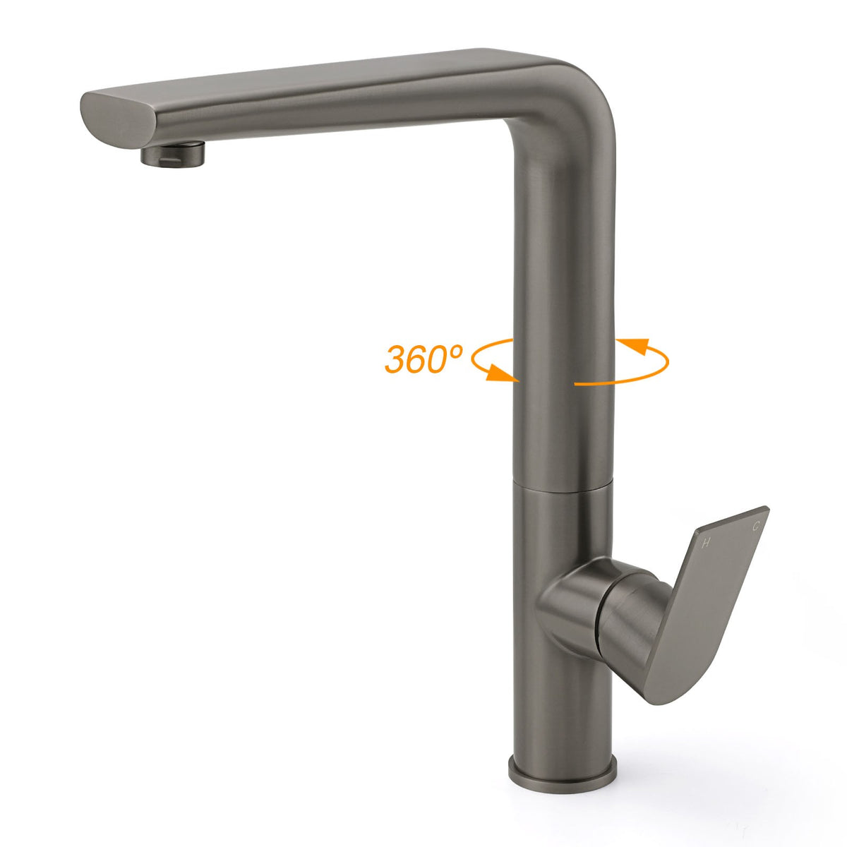 Luxury Gun Metal Round Kitchen Mixer Sink Tap Swivel Laundry Faucet Spout WELS V1233-KRF501GM