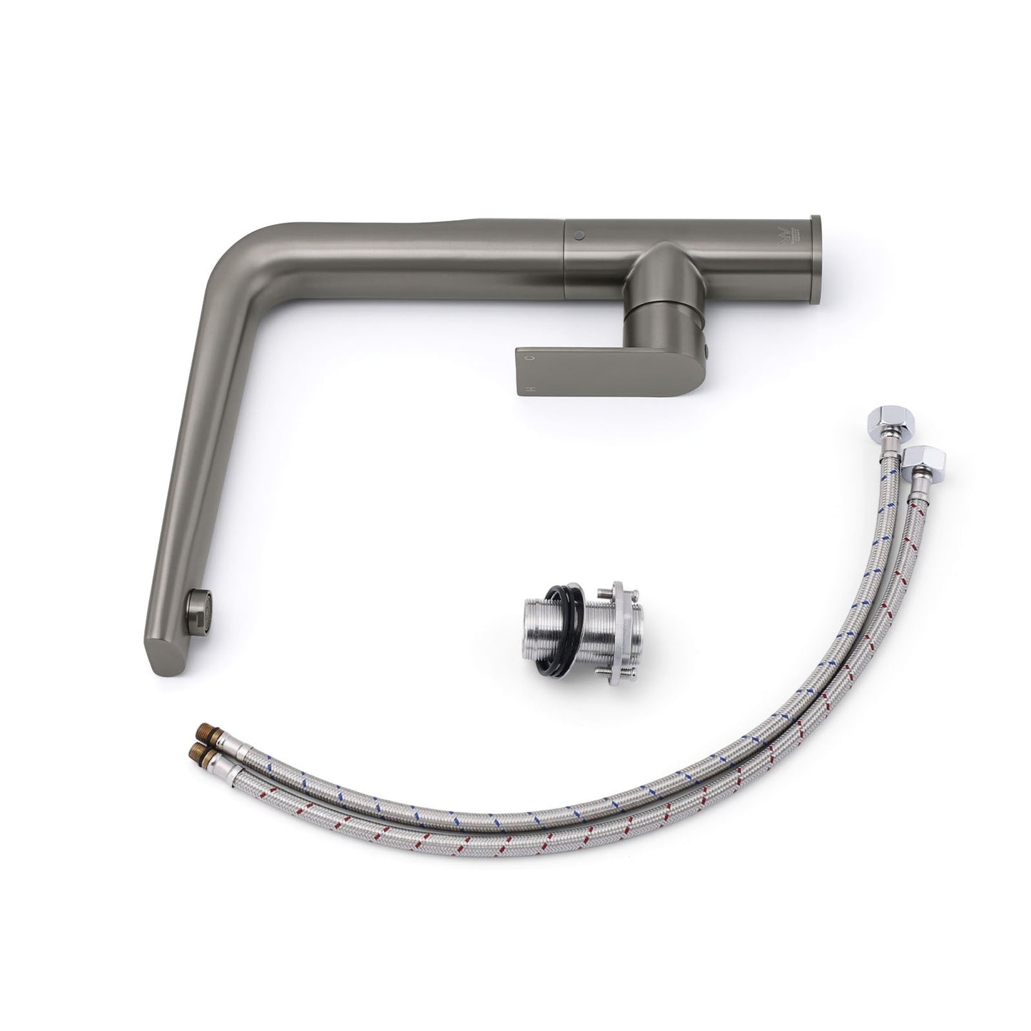Luxury Gun Metal Round Kitchen Mixer Sink Tap Swivel Laundry Faucet Spout WELS V1233-KRF501GM