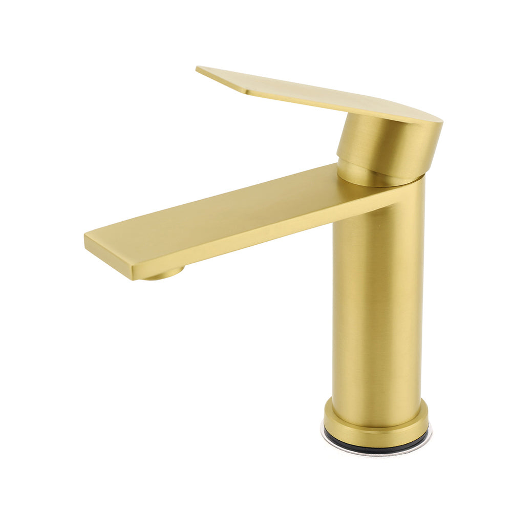 WELS Brushed Gold Short Square Basin Mixer Vanity Sink Faucet Spout Laundry Tap V1233-KRS101BG