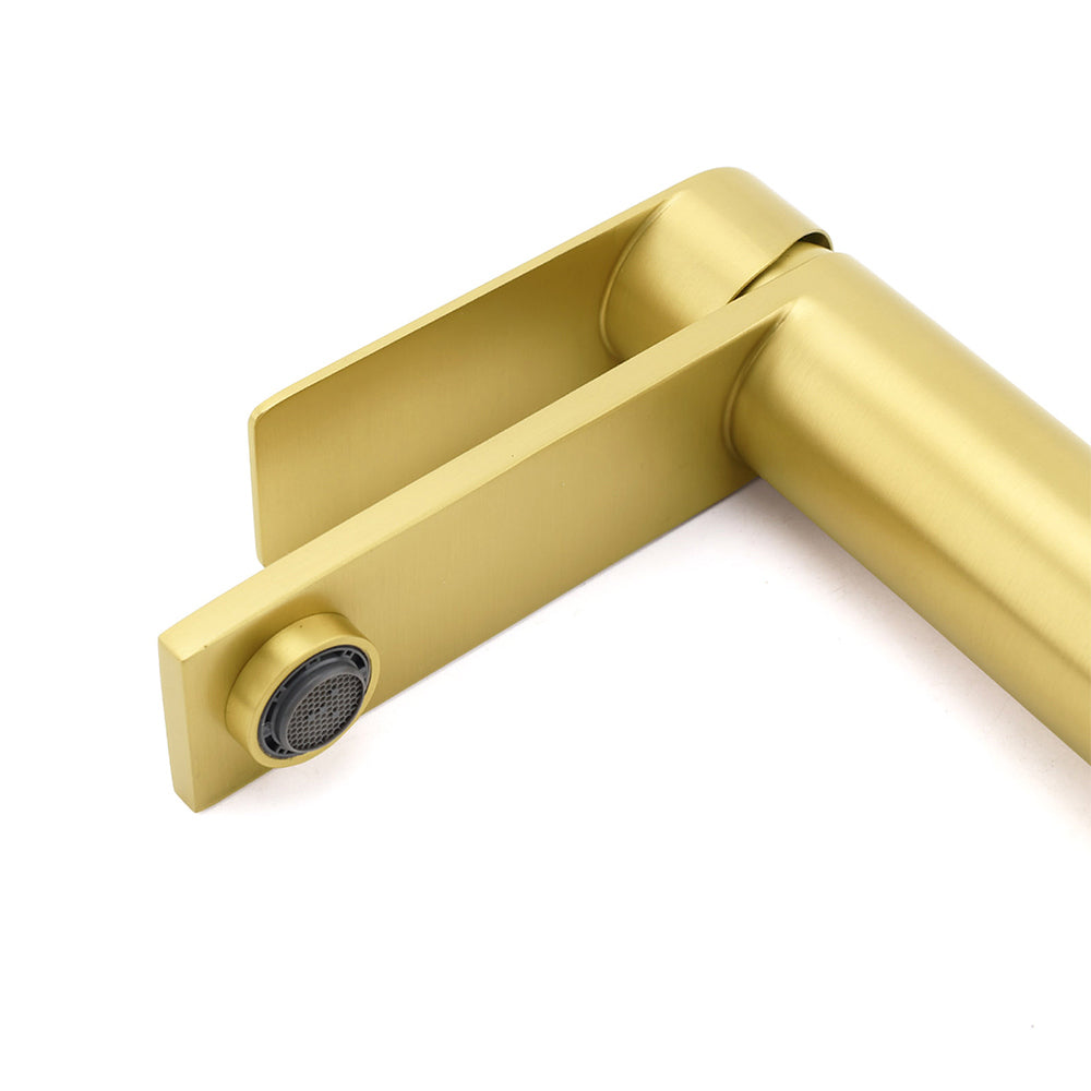 WELS Brushed Gold Short Square Basin Mixer Vanity Sink Faucet Spout Laundry Tap V1233-KRS101BG
