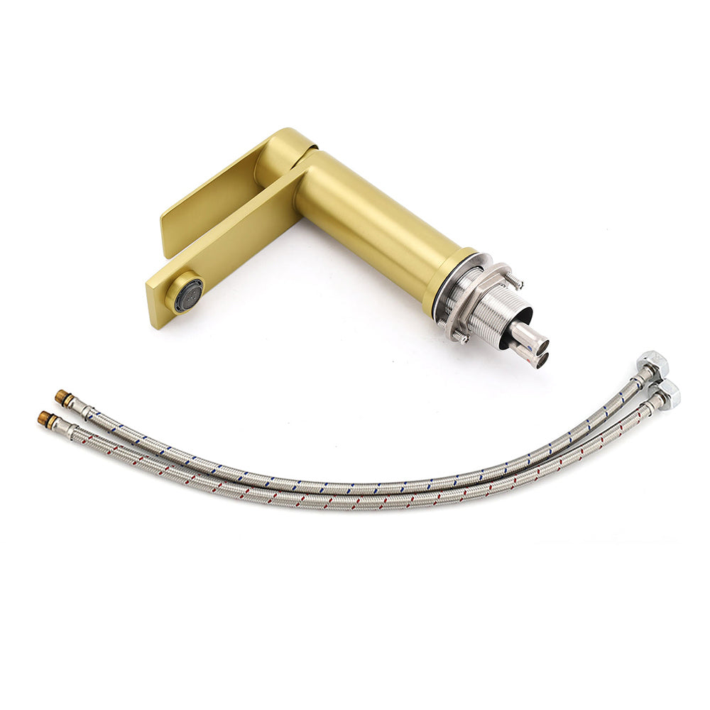 WELS Brushed Gold Short Square Basin Mixer Vanity Sink Faucet Spout Laundry Tap V1233-KRS101BG