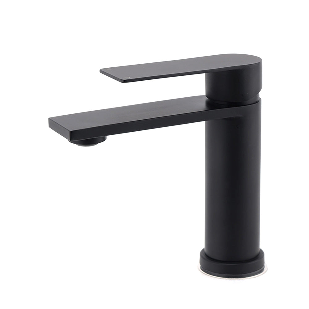 Matt Black Round Bathroom Basin Mixer Vanity Sink Faucet Spout Laundry Tap WELS V1233-KRS101BL