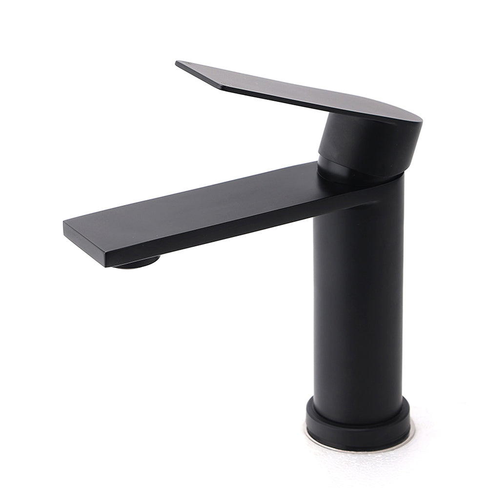 Matt Black Round Bathroom Basin Mixer Vanity Sink Faucet Spout Laundry Tap WELS V1233-KRS101BL