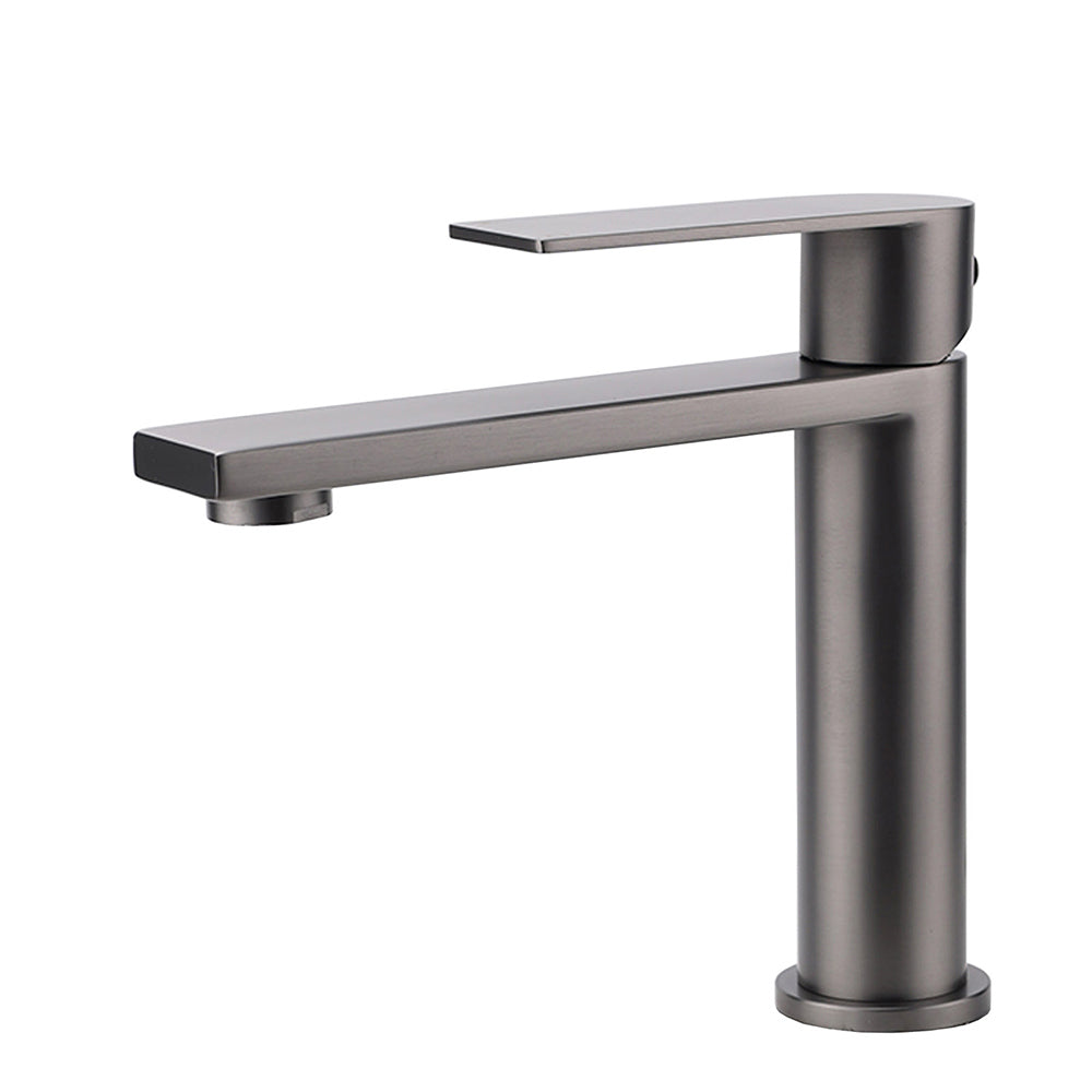 Gun Metal Rounded Square Short Basin Mixer Vanity Sink Faucet Laundry Spout Tap V1233-KRS101MGM