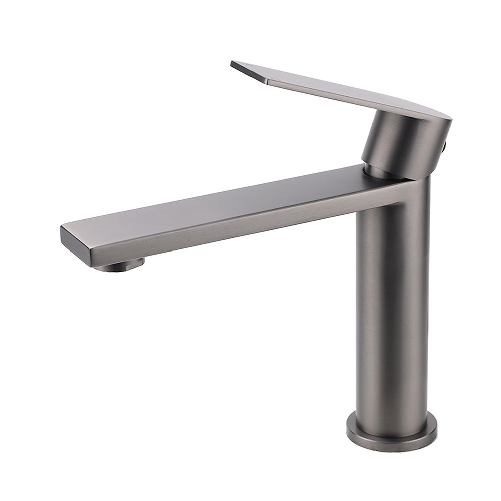 Gun Metal Rounded Square Short Basin Mixer Vanity Sink Faucet Laundry Spout Tap V1233-KRS101MGM