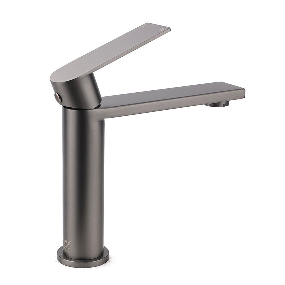Gun Metal Rounded Square Short Basin Mixer Vanity Sink Faucet Laundry Spout Tap V1233-KRS101MGM