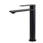 WELS Matt Black Square Tall Flat Lever Handle Basin Mixer Vanity Sink Faucet Spout V1233-KRS102BL