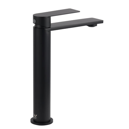 WELS Matt Black Square Tall Flat Lever Handle Basin Mixer Vanity Sink Faucet Spout V1233-KRS102BL