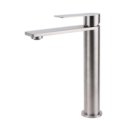 WELS Brushed Nickel Tall Basin Mixer Vanity Sink Faucet Spout 304SUS Laundry Tap V1233-KRS102BS