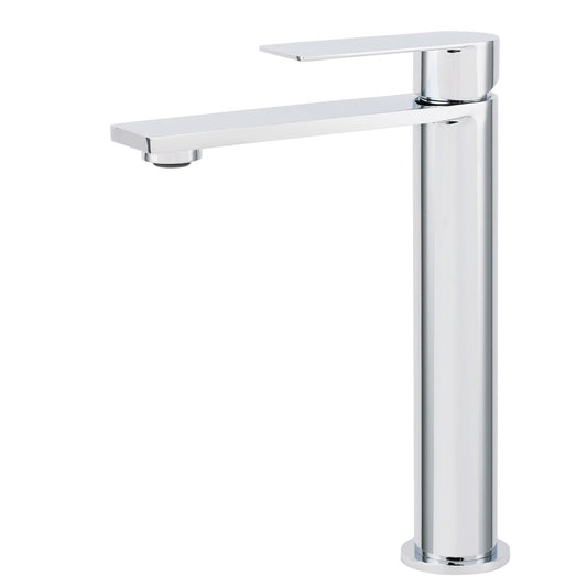 WELS Polished Chrome Tall Basin Mixer Vanity Sink Faucet Spout Laundry Flat Tap V1233-KRS102CR