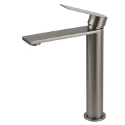 WELS Square Tall Flat Handle Basin Mixer Vanity Sink Faucet Spout Gun Metal Gey V1233-KRS102GM