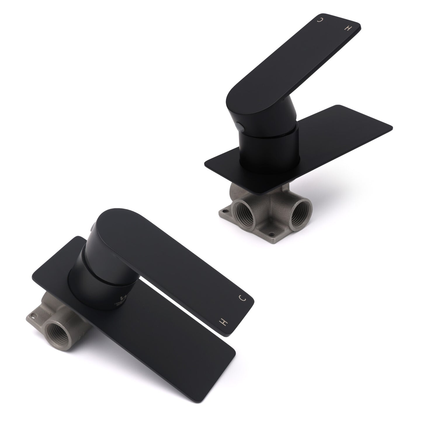 Matte Black Rectangle Shower Mixer Hot Cold Control Tap 35mm Ceramic Cartridge V1233-KRS201B