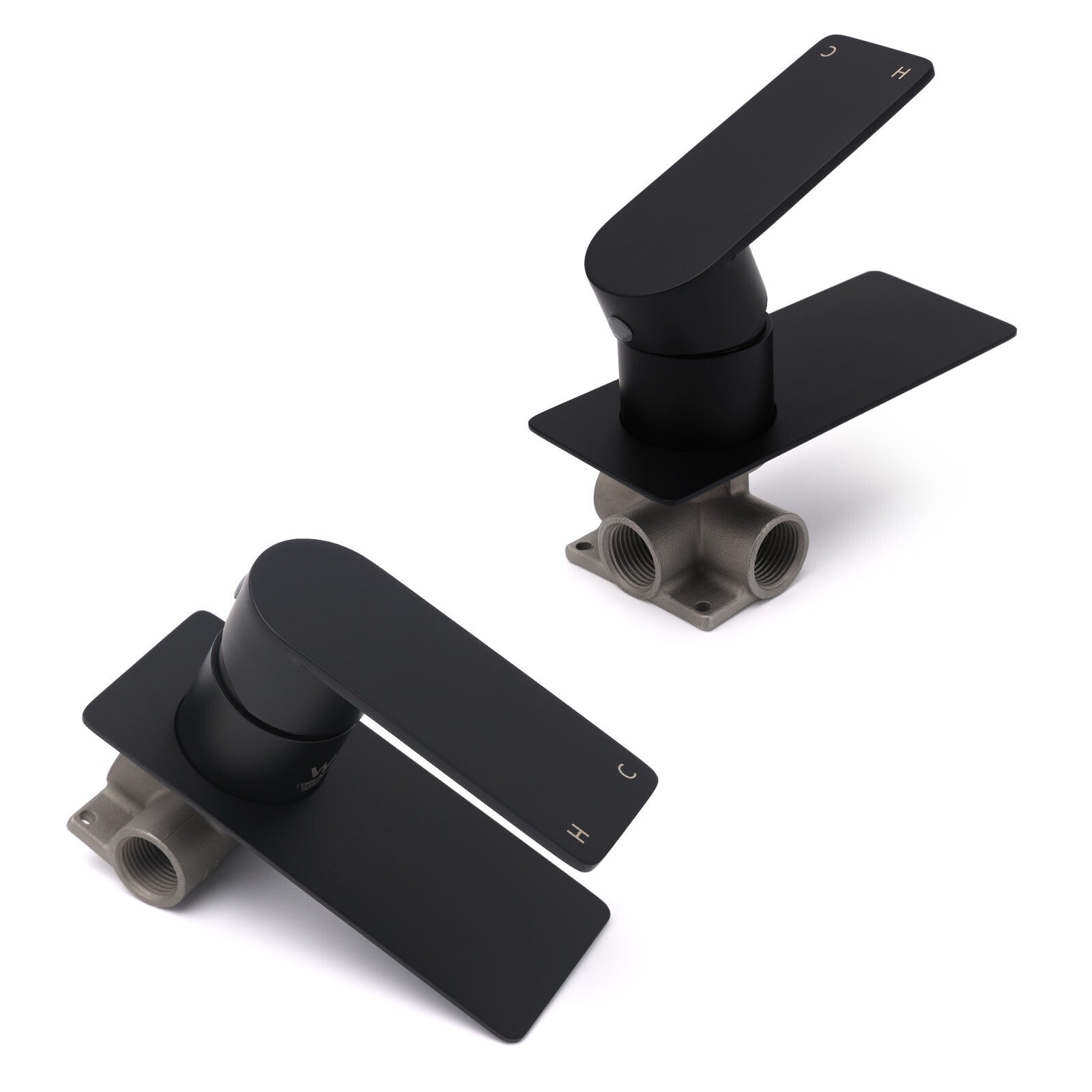 Matte Black Rectangle Shower Mixer Hot Cold Control Tap 35mm Ceramic Cartridge V1233-KRS201B
