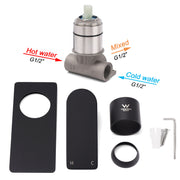 Matte Black Rectangle Shower Mixer Hot Cold Control Tap 35mm Ceramic Cartridge V1233-KRS201B