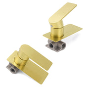 Rectangle Brushed Gold Shower Mixer Hot Cold Tapware Ceramic Cartridge Component V1233-KRS201G