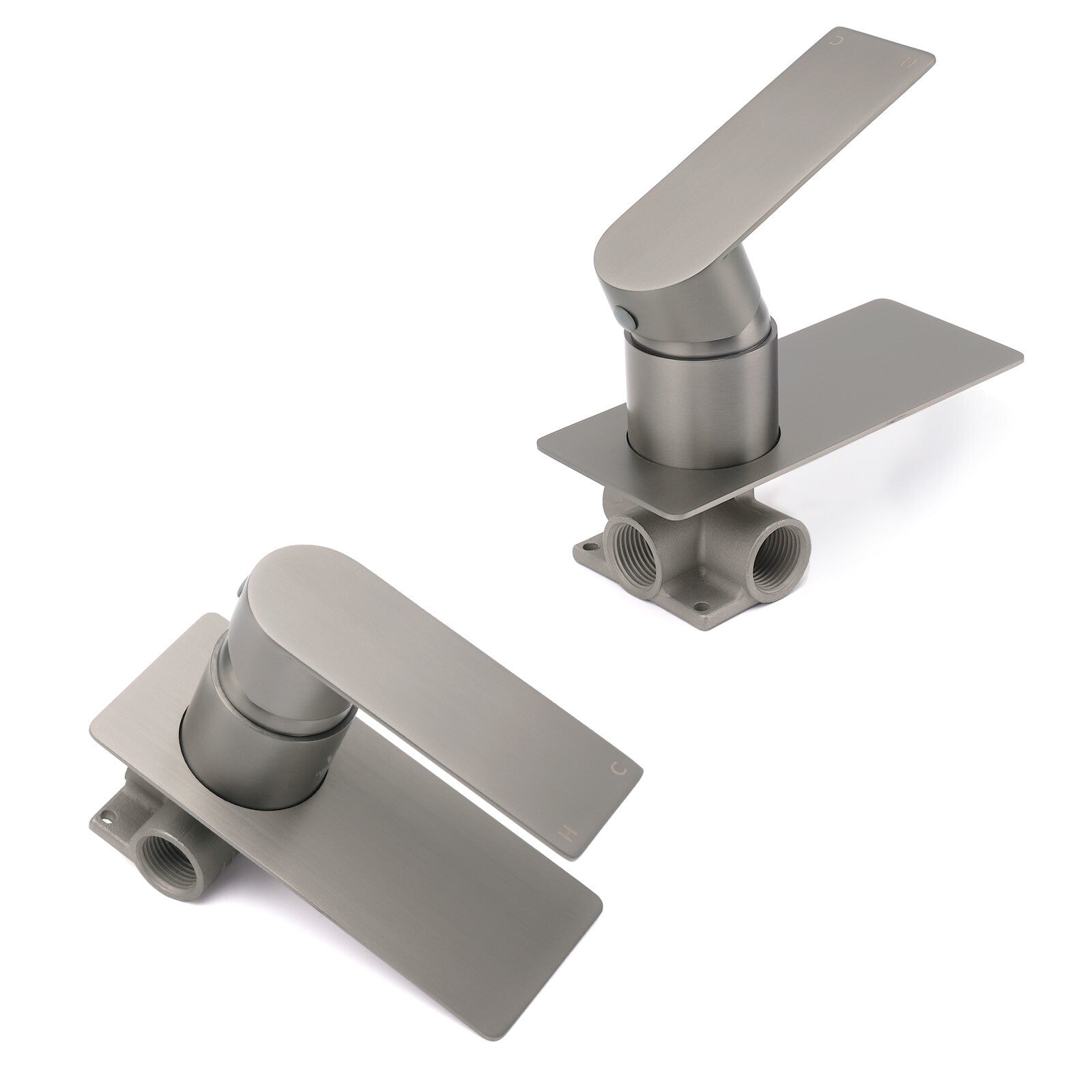 Gun Metal Rectangle Wall Shower Mixer Hot Cold Tap Set Ceramic Cartridge Valve V1233-KRS201GM