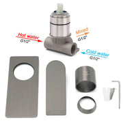 Gun Metal Rectangle Wall Shower Mixer Hot Cold Tap Set Ceramic Cartridge Valve V1233-KRS201GM