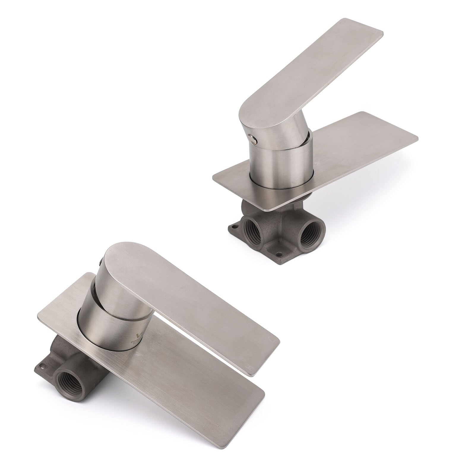 Brushed Nickel Bathroom Flat Lever Handle Shower Mixer Hot Cold Water Tap Valve V1233-KRS201N