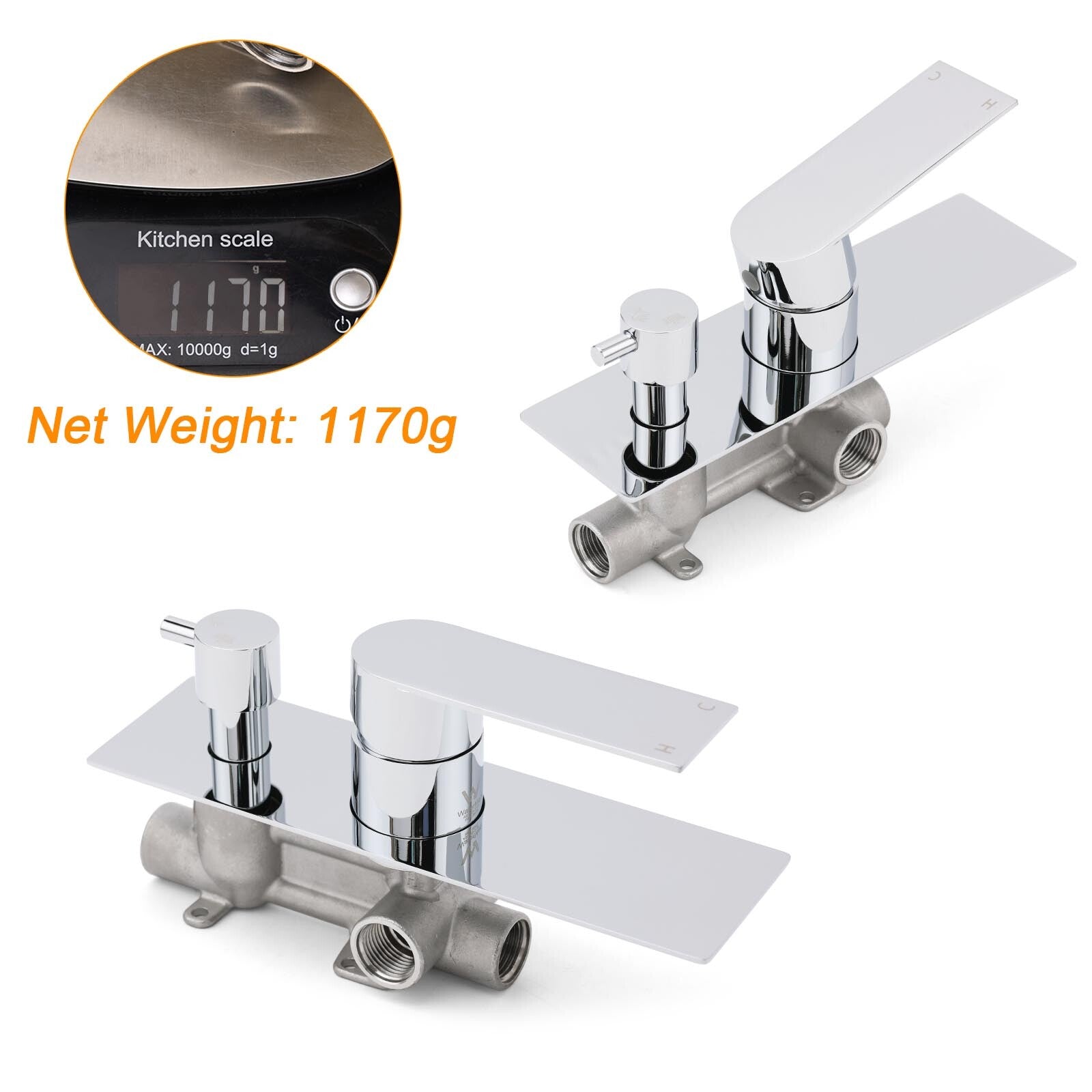 Watermark Chrome Square Shower Mixer Diverter Tap Valve For Shower Combo Spout V1233-KRS202CR
