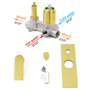 Brushed Gold Bathroom Square Concealed Shower Mixer Diverter Switch Wall Mounnt V1233-KRS202G