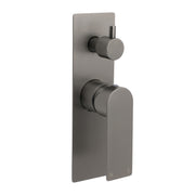 Gun Metal Grey Square Wall Mounted Shower Mixer Diverter 2 Ways Switch Valve Set V1233-KRS202GM