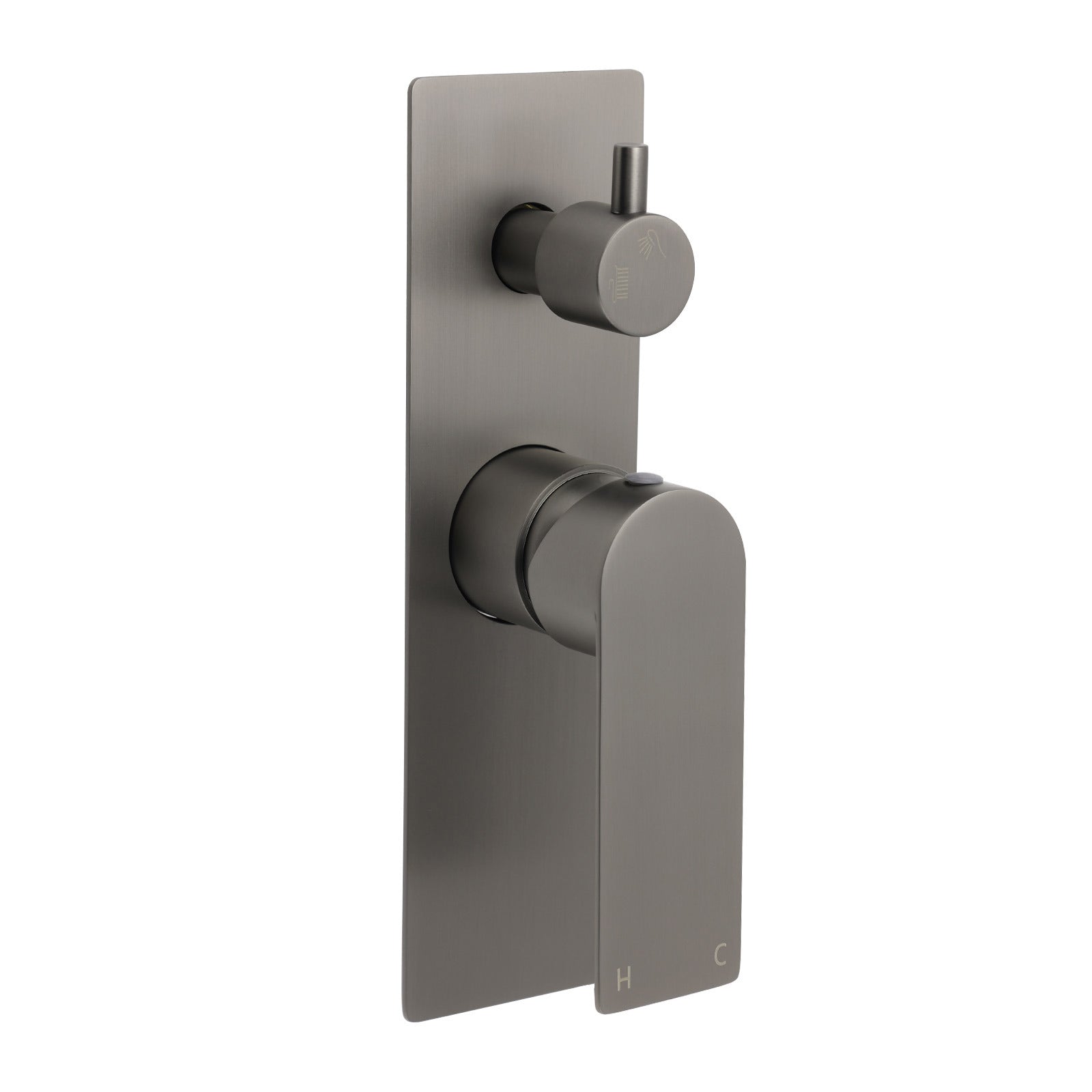 Gun Metal Grey Square Wall Mounted Shower Mixer Diverter 2 Ways Switch Valve Set V1233-KRS202GM