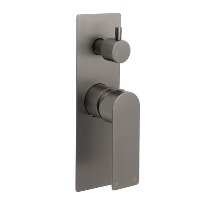 Gun Metal Grey Square Wall Mounted Shower Mixer Diverter 2 Ways Switch Valve Set V1233-KRS202GM