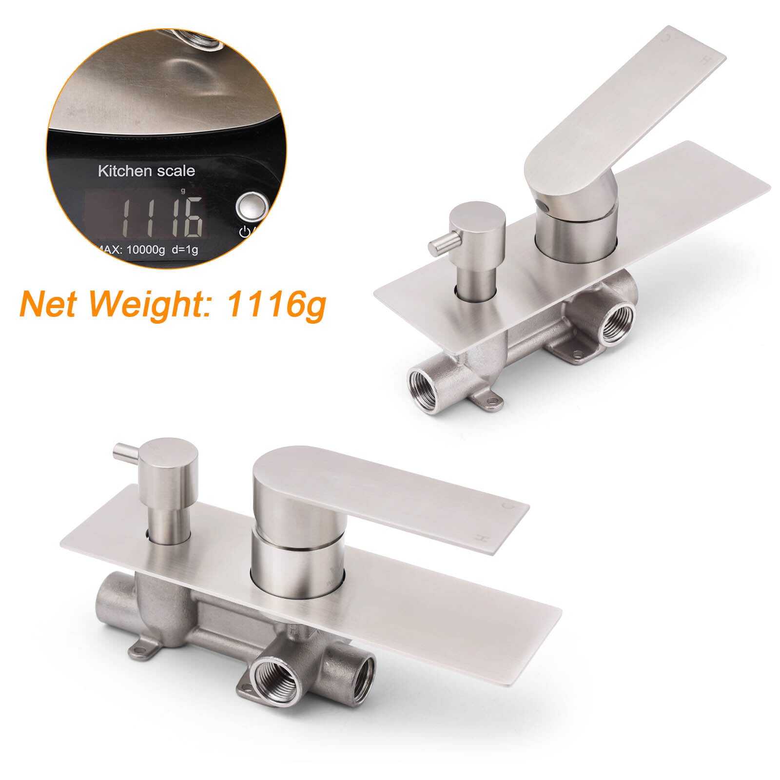 Brushed Nickel Silver Square Stylish 1/2inch Shower Mixer Diverter 2 Way Switch V1233-KRS202N