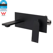 Matte Black Basin Mixer Bathroom Vanity Faucet Wall Mounted Tap Slim Flat Spout V1233-KRS301B