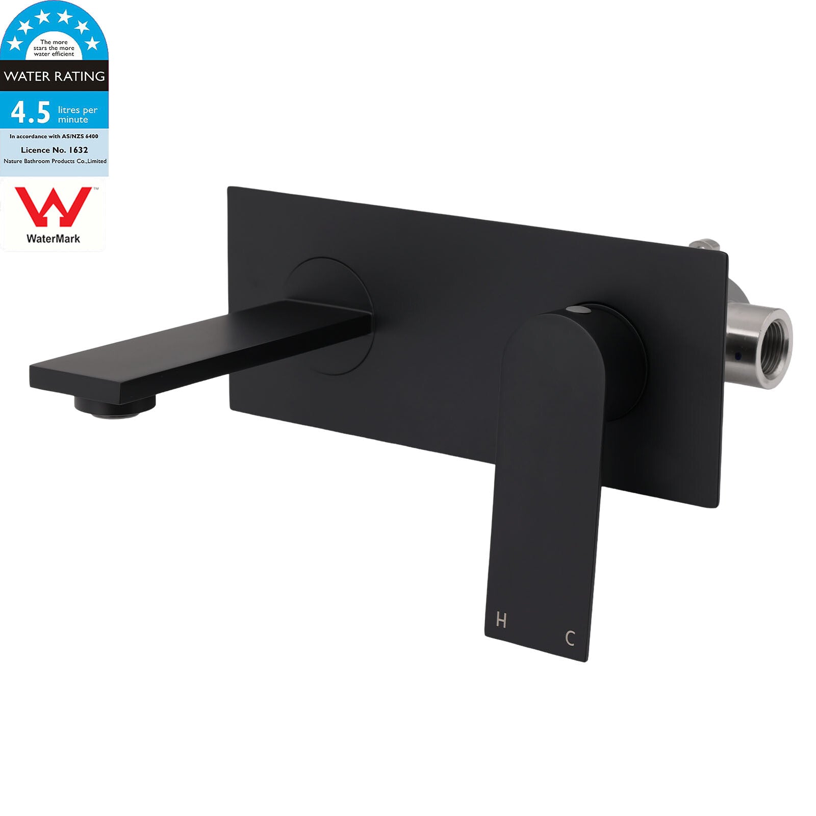 Matte Black Basin Mixer Bathroom Vanity Faucet Wall Mounted Tap Slim Flat Spout V1233-KRS301B