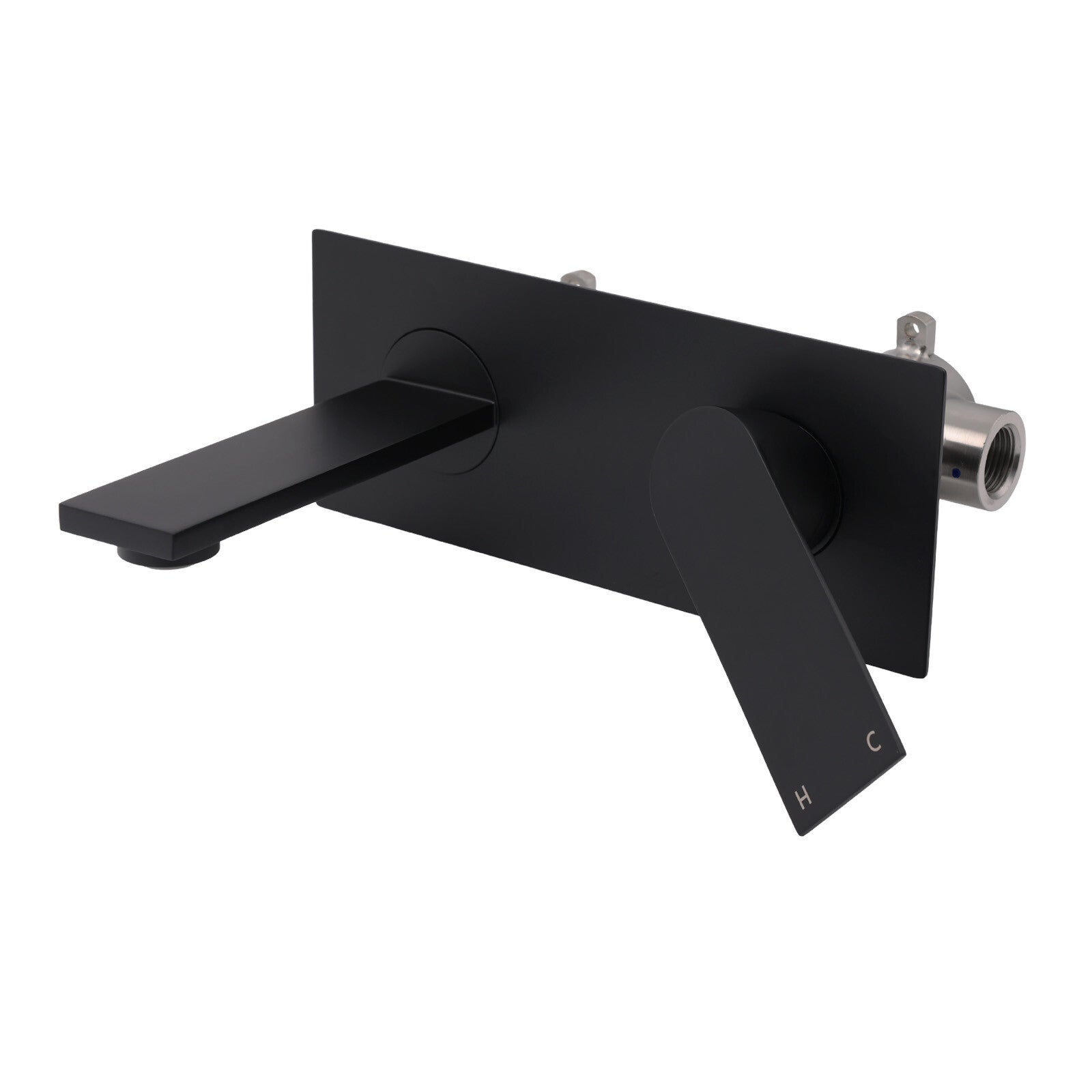 Matte Black Basin Mixer Bathroom Vanity Faucet Wall Mounted Tap Slim Flat Spout V1233-KRS301B