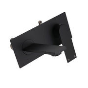 Matte Black Basin Mixer Bathroom Vanity Faucet Wall Mounted Tap Slim Flat Spout V1233-KRS301B