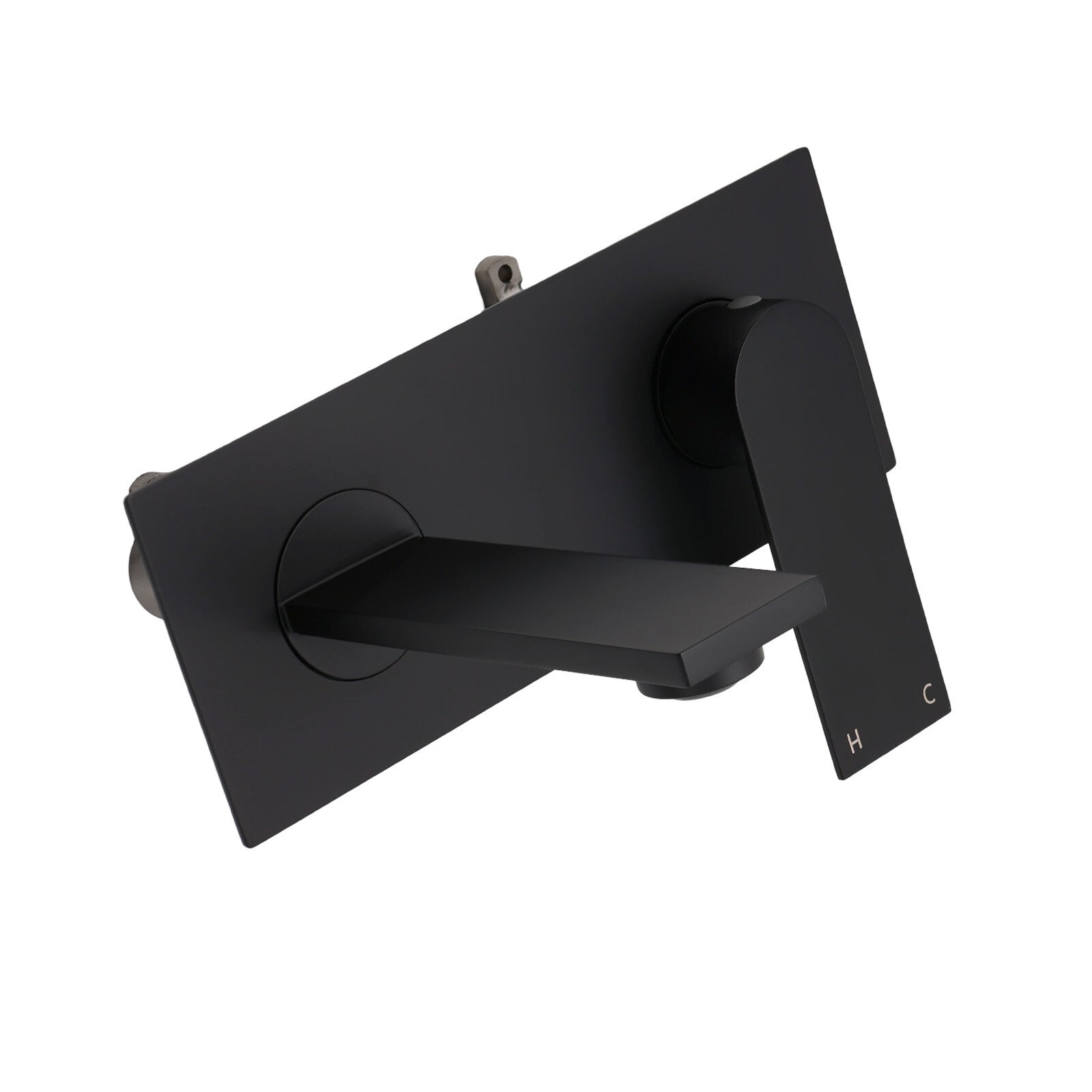 Matte Black Basin Mixer Bathroom Vanity Faucet Wall Mounted Tap Slim Flat Spout V1233-KRS301B