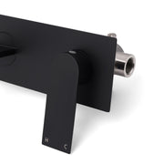 Matte Black Basin Mixer Bathroom Vanity Faucet Wall Mounted Tap Slim Flat Spout V1233-KRS301B