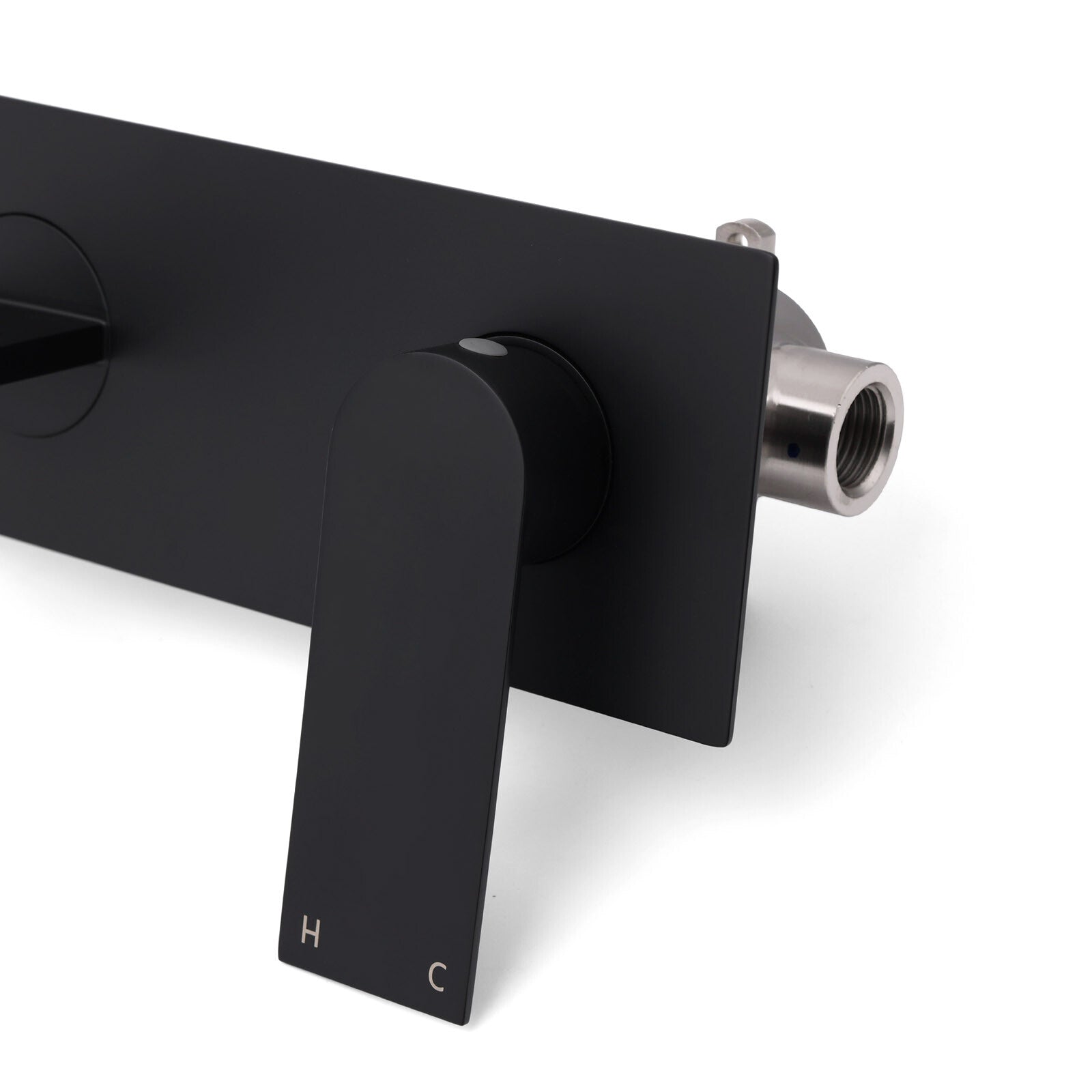Matte Black Basin Mixer Bathroom Vanity Faucet Wall Mounted Tap Slim Flat Spout V1233-KRS301B