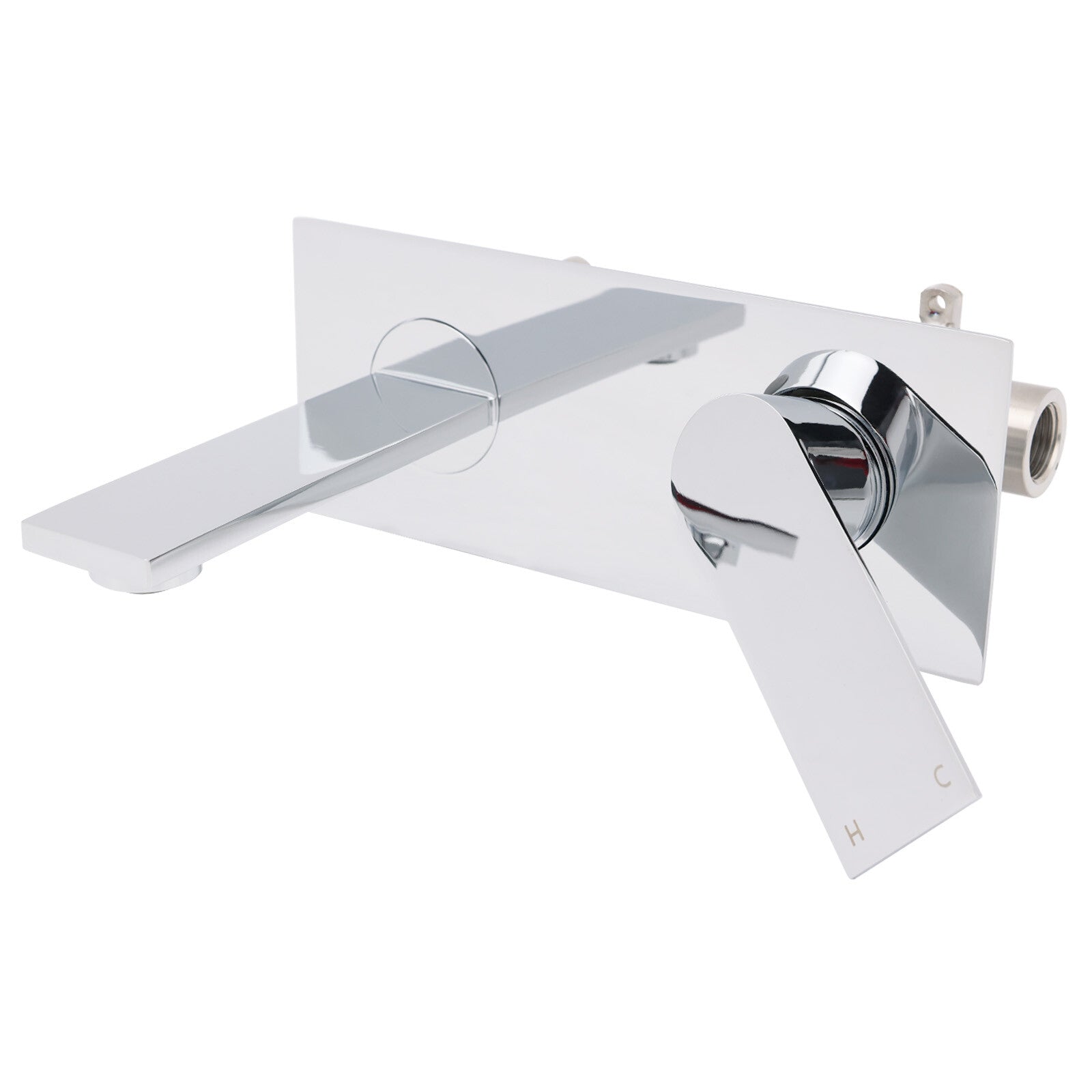 WELS 4.5L/m Chrome Square Wall Mounted Basin Mixer Laundry Faucet Tap Spout Set V1233-KRS301CR