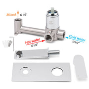 WELS 4.5L/m Chrome Square Wall Mounted Basin Mixer Laundry Faucet Tap Spout Set V1233-KRS301CR