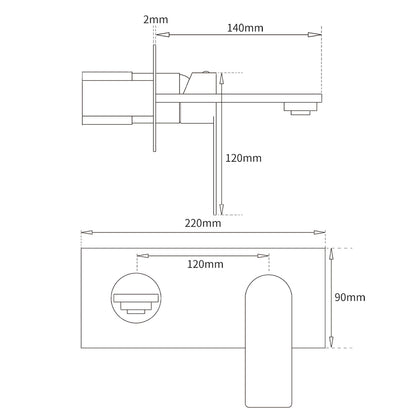 WELS 4.5L/m Chrome Square Wall Mounted Basin Mixer Laundry Faucet Tap Spout Set V1233-KRS301CR