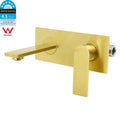 Brushed Gold Cubic Square Wall Mount Basin Mixer Laundry Tap Spout Vanity Faucet V1233-KRS301G