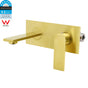 Brushed Gold Cubic Square Wall Mount Basin Mixer Laundry Tap Spout Vanity Faucet V1233-KRS301G