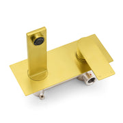 Brushed Gold Cubic Square Wall Mount Basin Mixer Laundry Tap Spout Vanity Faucet V1233-KRS301G