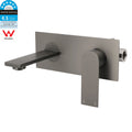 WELS 4.5L/m Gun Metal Square Wall Mount Basin Mixer Laundry Faucet Tap Spout Set V1233-KRS301GM