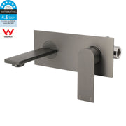 WELS 4.5L/m Gun Metal Square Wall Mount Basin Mixer Laundry Faucet Tap Spout Set V1233-KRS301GM