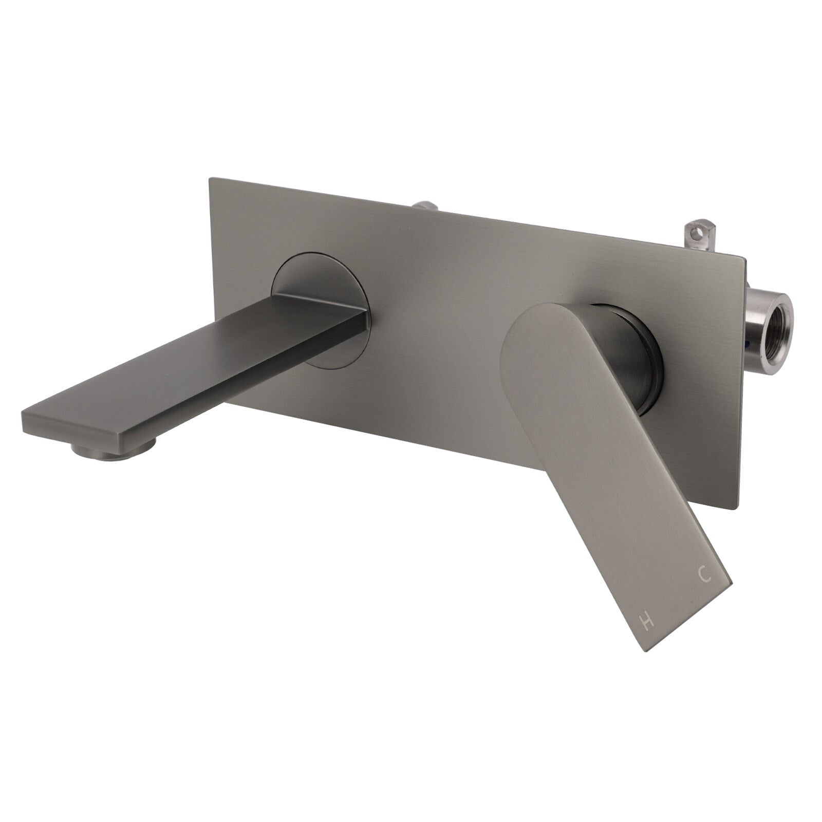 WELS 4.5L/m Gun Metal Square Wall Mount Basin Mixer Laundry Faucet Tap Spout Set V1233-KRS301GM